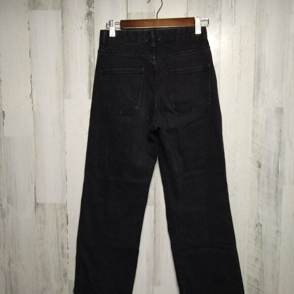 Princess Polly Size 2 Black Button Fly Crop Jeans - Picture 5 of 10